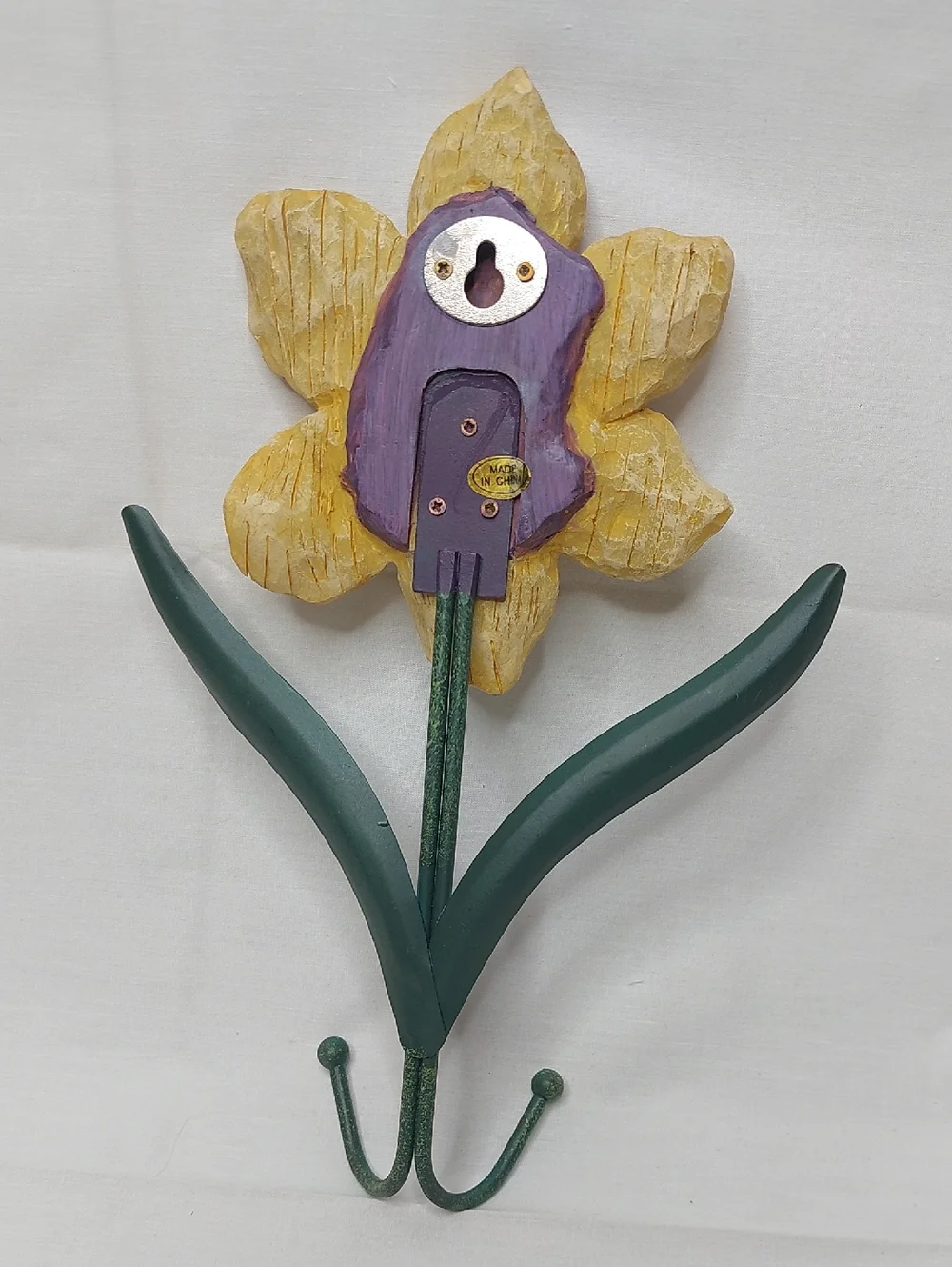 Floral Metal Wall Hook - Yellow and Pink Flower Hooks